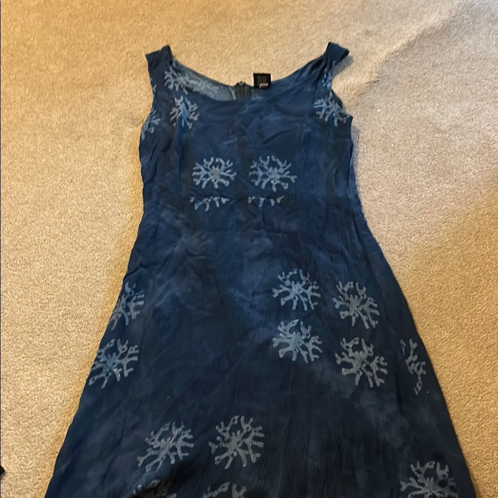 Blue Embellished Sleeveless Scoop Neck Mini Sundress
